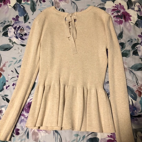 Cream Peplum Sweater - Picture 2 of 3